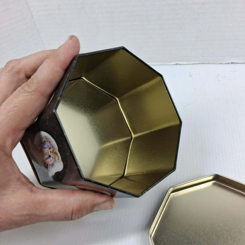Global Innovations Angel Celestial Hexagon Metal Keepsake Tin Navy Gold Stars